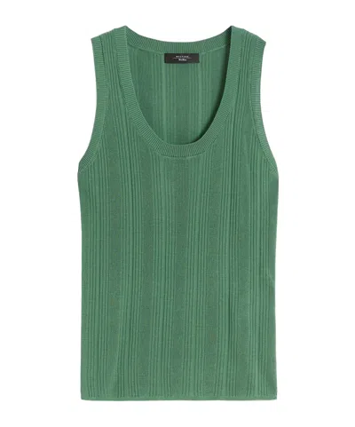 Weekend Max Mara Sleeveless Knitted Vest In Green