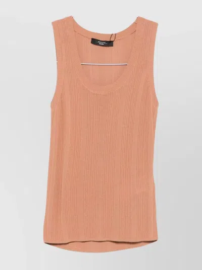 Weekend Max Mara Sleeveless Scoop Neck Knitwear Top In Pink