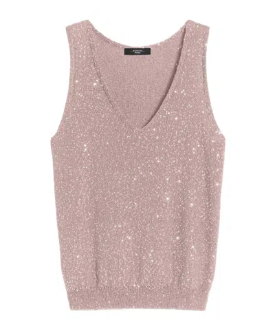 Weekend Max Mara Sleeveless Sequined Pullover In Pink