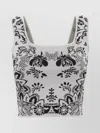 Weekend Max Mara Sleeveless Square Neck Floral Crop Top