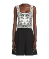 Weekend Max Mara Sleeveless Square Neck Floral Crop Top In Black