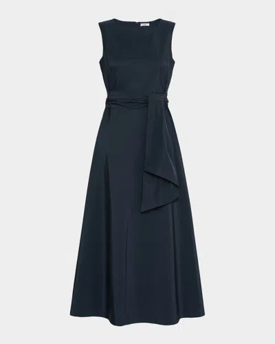 Weekend Max Mara Sleeveless Tie-waist Midi Dress In Blue