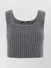 Weekend Max Mara Sleeveless Wool Top Square Neckline In Gray
