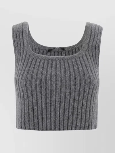 Weekend Max Mara Sleeveless Wool Top Square Neckline In Gray