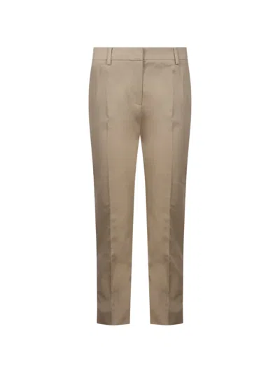 Weekend Max Mara Slim-fit Cotton-gabardine Trousers In Neutral