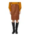 Weekend Max Mara Lambskin Midi Skirt In Brown