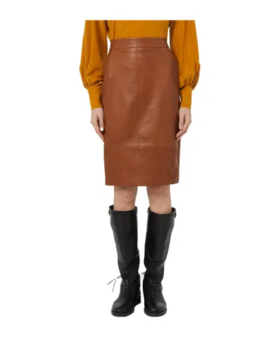 Weekend Max Mara Slit Skirt In Brown