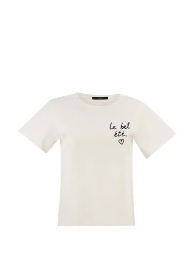 Weekend Max Mara Slogan-print Cotton T-shirt In White