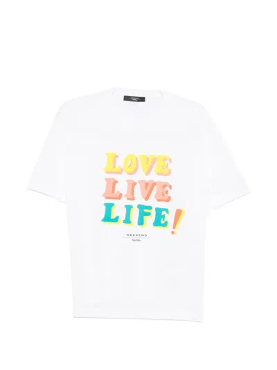 Weekend Max Mara Slogan-print Short-sleeve T-shirt In White