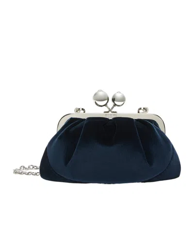 Weekend Max Mara Small Cotton Velvet Pasticcino Bag In Blue