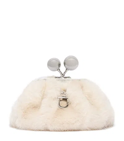 Weekend Max Mara Small Faux Fur Pasticcino Clutch Bag In Pink