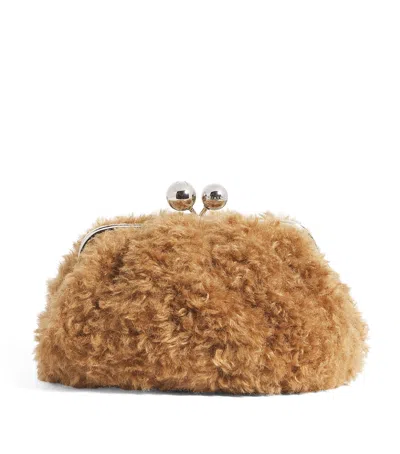 Weekend Max Mara Small Faux Fur Pasticcino Clutch Bag In Pink