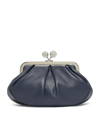 Weekend Max Mara Small Leather Pasticcino Clutch Bag In Blue