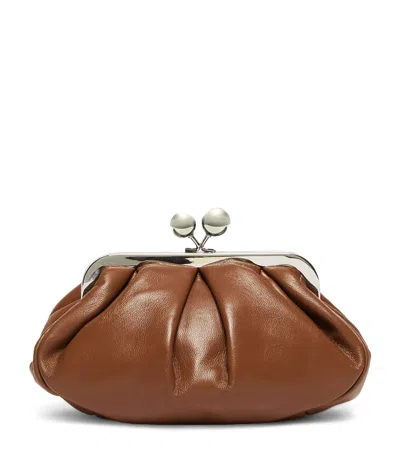 Weekend Max Mara Small Leather Pasticcino Clutch Bag In Brown