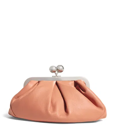 Weekend Max Mara Small Leather Pasticcino Clutch Bag In Pink