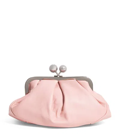 Weekend Max Mara Small Leather Pasticcino Clutch Bag In Pink