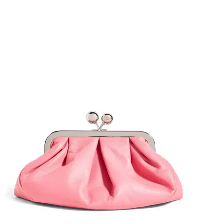 Weekend Max Mara Small Leather Pasticcino Clutch Bag In Pink