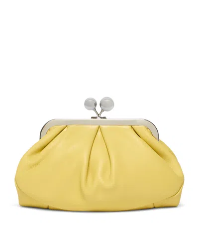 Weekend Max Mara Small Leather Pasticcino Clutch Bag In Yellow