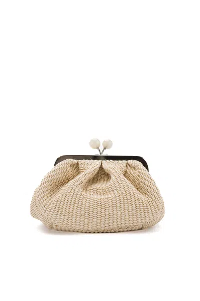 Weekend Max Mara Small Palmas Pastry Bag In Raffia In Ivory034