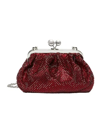 Weekend Max Mara Small Pasticcino Bag In Satin With Rhinestones In Red