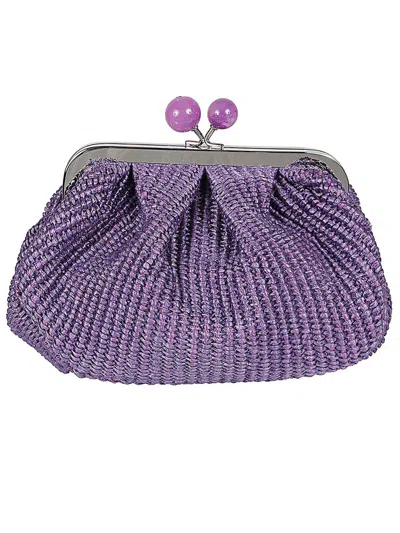 Weekend Max Mara Palmas Raffia Effect Clutch In Violet