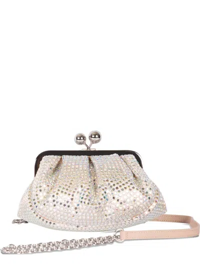 Weekend Max Mara Small Pasticcino Embellished Kisslock Clutch Bag In Silver