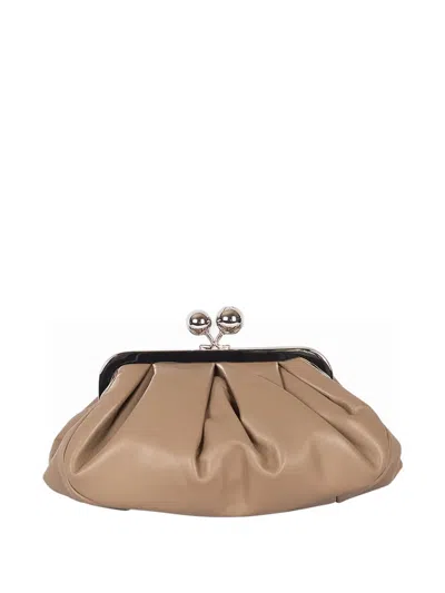 Weekend Max Mara Small Pasticcino Gathered Frame Clutch Bag In Neutral