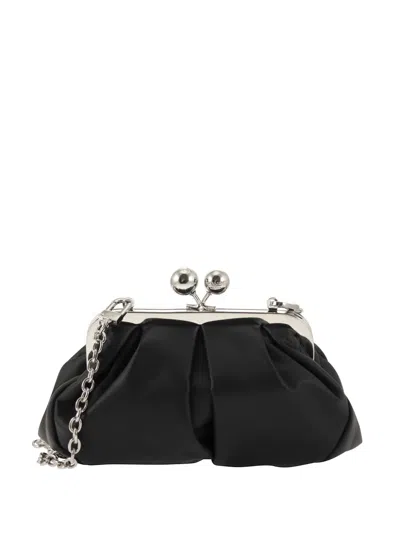 Weekend Max Mara Small Pasticcino Leather Clutch Bag In Black