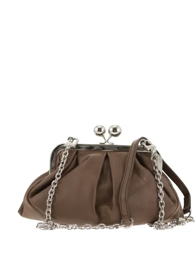Weekend Max Mara Small Pasticcino Leather Clutch Bag In Brown