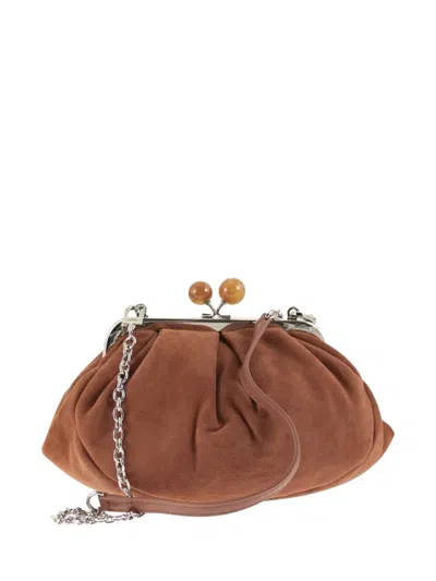 Weekend Max Mara Small Pasticcino Suede Clutch Bag In White