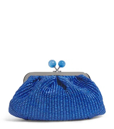 Weekend Max Mara Small Raffia-effect Pasticcino Bag In Blue