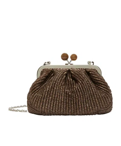 Weekend Max Mara Small Raffia-effect Pasticcino Bag In Brown
