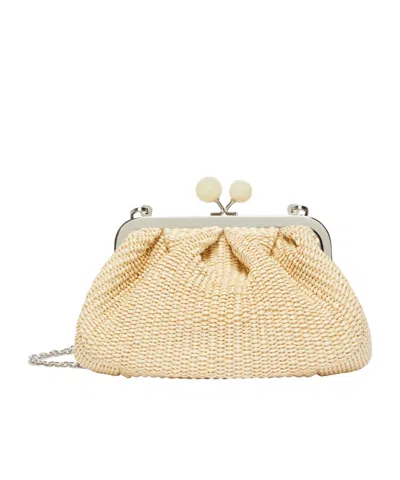 Weekend Max Mara Small Raffia-effect Pasticcino Bag In Nude
