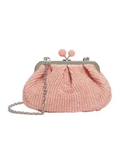 Weekend Max Mara Small Raffia-effect Pasticcino Bag In Pink