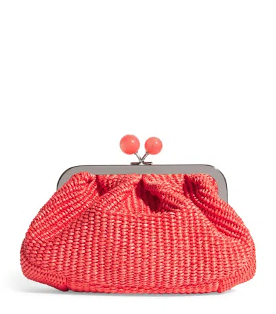 Weekend Max Mara Small Raffia-effect Pasticcino Bag In Red