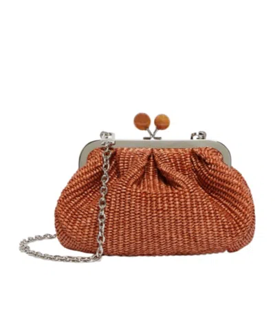 Weekend Max Mara Small Raffia-effect Pasticcino Bag In Rust-colored