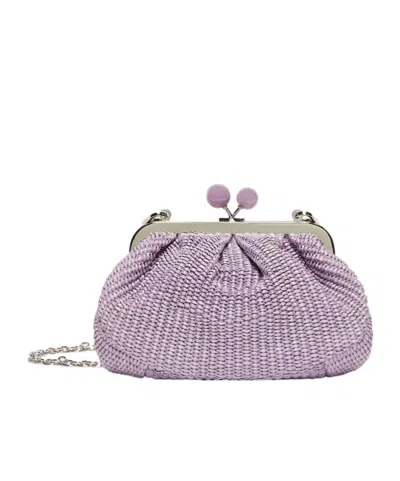 Weekend Max Mara Small Raffia Textured Shoulder Bag In Purple