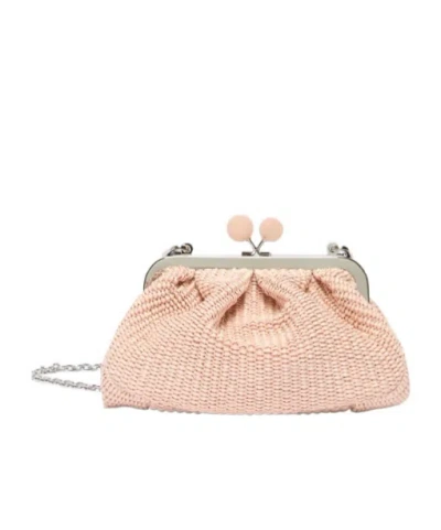 Weekend Max Mara Small Raffia-effect Pasticcino Bag In Pink
