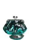 Weekend Max Mara Small Sequin-embellished Clutc Bag In Green