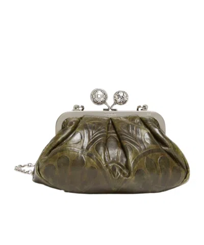 Weekend Max Mara Small Smooth Leather Pasticcino Bag In Green