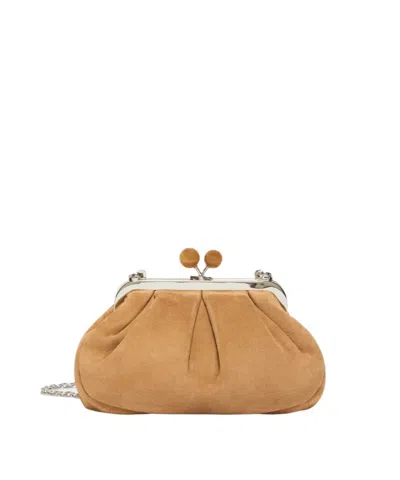 Weekend Max Mara Small Suede Pasticcino Bag In Brown