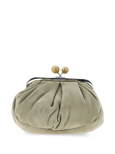 Weekend Max Mara Small Suede Pasticcino Bag In Green