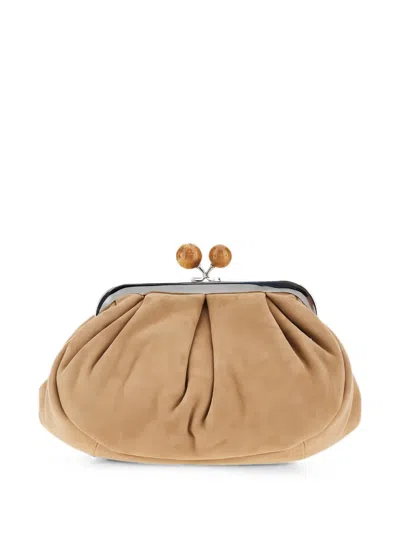 Weekend Max Mara Small Suede Pasticcino Bag In Nude