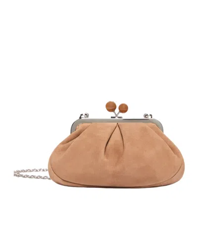 Weekend Max Mara Small Suede Pasticcino Bag In Sand