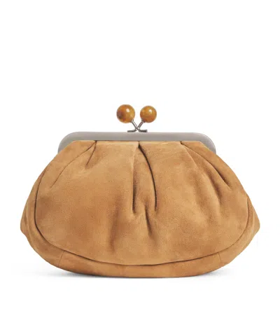Weekend Max Mara Small Suede Pasticcino Clutch Bag In Brown