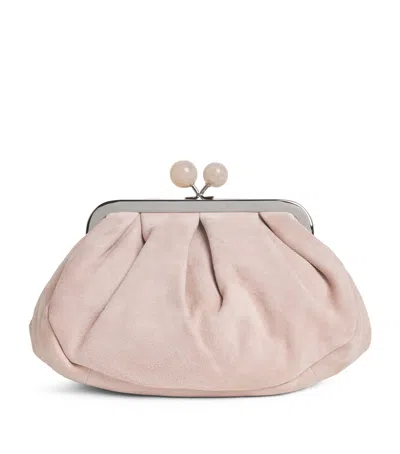 Weekend Max Mara Small Suede Pasticcino Clutch Bag In Pink