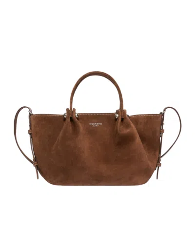Weekend Max Mara Small Suede Tote Bag In Chocolate-colored