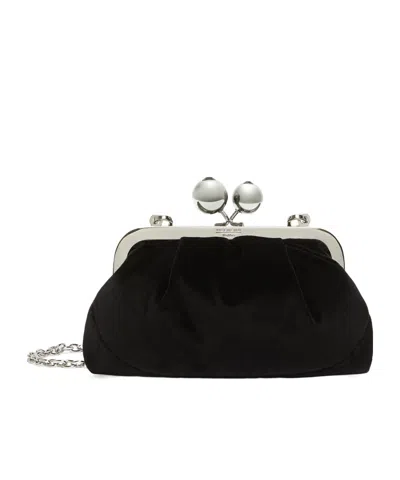 Weekend Max Mara Small Velvet Pasticcino Bag In Black