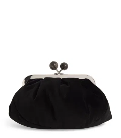 Weekend Max Mara Small Velvet Pasticcino Clutch Bag In Black