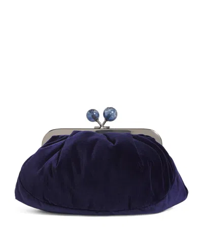 Weekend Max Mara Small Velvet Pasticcino Clutch Bag In Blue